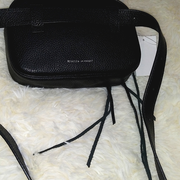 ❤Rebecca Minkoff Black Leather Crossbody Adjustable Strap Belt Bag NWT❤ - Picture 7 of 15